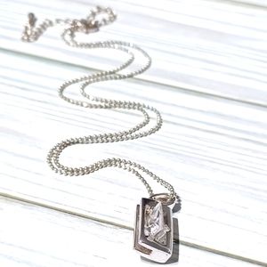 SILVER PLATED CAGED DIAMOND NECKLACE